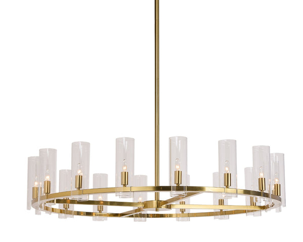 Sunpan CLARABELLE Chandelier - Large Brass Fixture with Clear Glass Shades for Timeless Elegance & Style 107928
