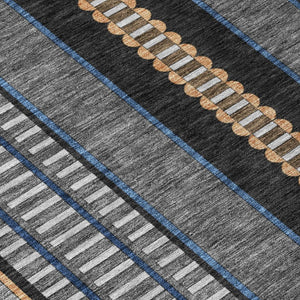 5 X 8 Striped Polyester Indoor Outdoor Rug Stain Resistant Washable Patio Accent