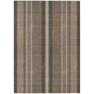 HomeRoots 8 X 10 Striped Polyester Indoor Outdoor Rug Stain Resistant Washable Patio Decor 736357