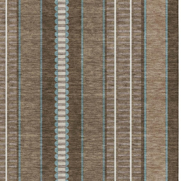 8 X 10 Striped Polyester Indoor Outdoor Rug Stain Resistant Washable Patio Decor