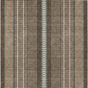 8 X 10 Striped Polyester Indoor Outdoor Rug Stain Resistant Washable Patio Decor