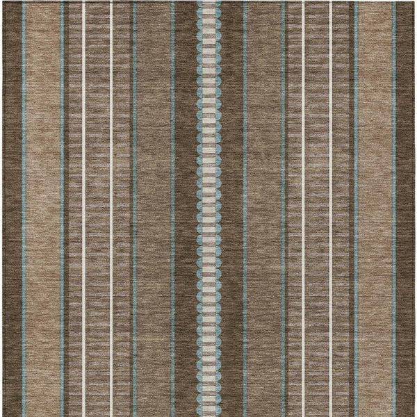 8 X 10 Striped Polyester Indoor Outdoor Rug Stain Resistant Washable Patio Decor