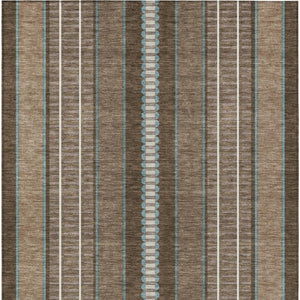 8 X 10 Striped Polyester Indoor Outdoor Rug Stain Resistant Washable Patio Decor