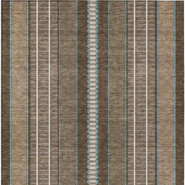 8 X 10 Striped Polyester Indoor Outdoor Rug Stain Resistant Washable Patio Decor
