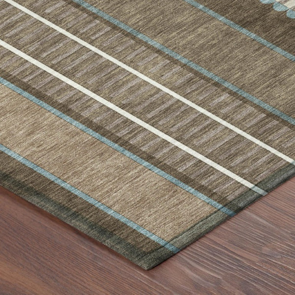 8 X 10 Striped Polyester Indoor Outdoor Rug Stain Resistant Washable Patio Decor