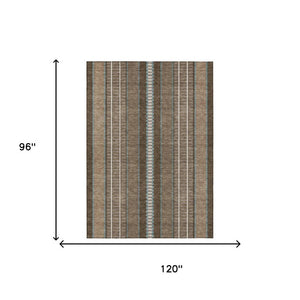 8 X 10 Striped Polyester Indoor Outdoor Rug Stain Resistant Washable Patio Decor