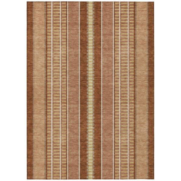 HomeRoots 9 X 12 Striped Polyester Indoor Outdoor Area Rug Washable Stain Resistant Patio 736370