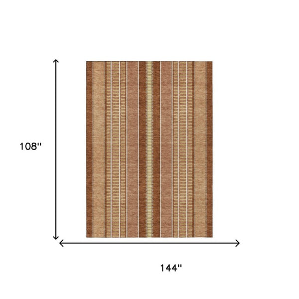 9 X 12 Striped Polyester Indoor Outdoor Area Rug Washable Stain Resistant Patio