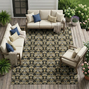 10 Ft Floral Polyester Area Rug Stain Resistant for Patio Porch or Living Room