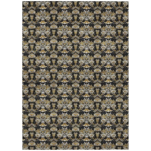 HomeRoots 10 Ft Floral Polyester Area Rug Stain Resistant for Patio Porch or Living Room 736383