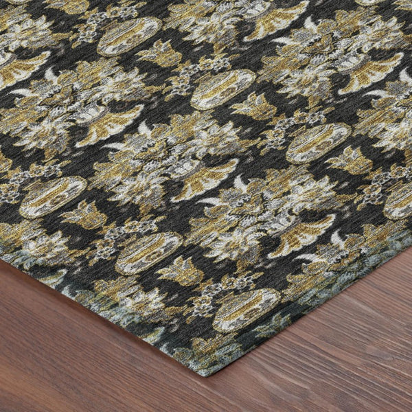 10 Ft Floral Polyester Area Rug Stain Resistant for Patio Porch or Living Room