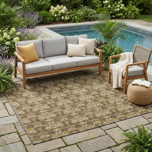 5x8 Floral Polyester Area Rug Stain Resistant Indoor Outdoor Use Patio or Living Room
