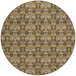 8 Ft Round Floral Polyester Area Rug for Patio Porch Kitchen or High Traffic Rooms