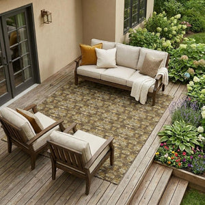 8x10 Floral Polyester Area Rug Stain Resistant for Patio Porch or Living Room