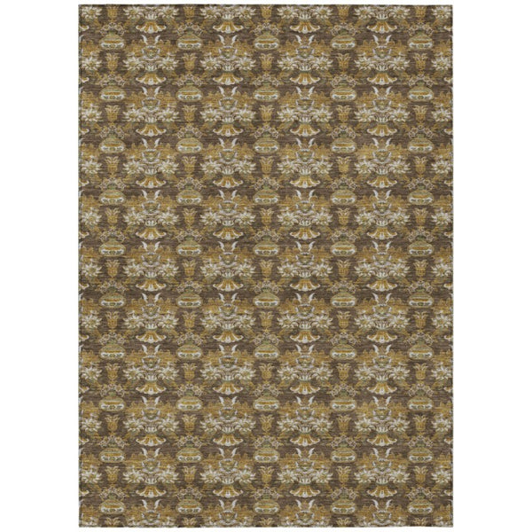 HomeRoots 8x10 Floral Polyester Area Rug Stain Resistant for Patio Porch or Living Room 736393