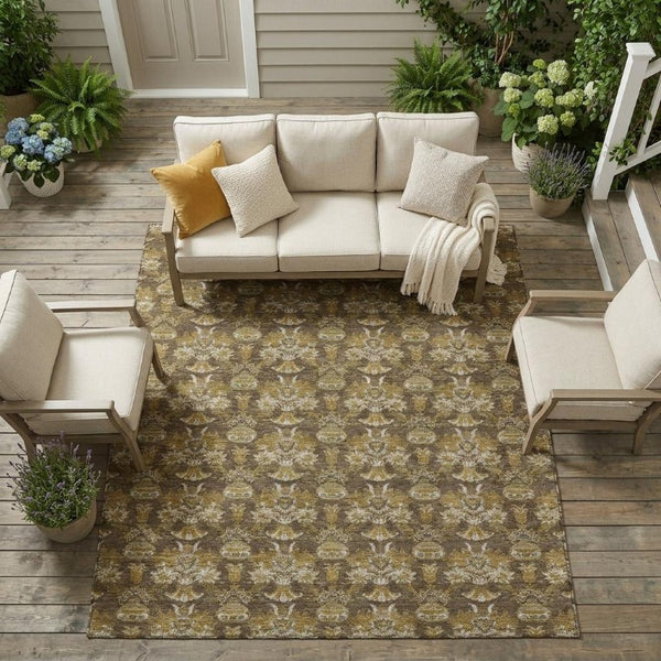 9x12 Floral Polyester Area Rug Stain Resistant Indoor Outdoor Patio Living Room