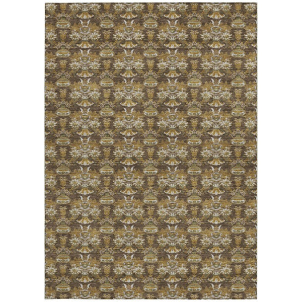 10 X 14 Floral Polyester Area Rug Stain Resistant Indoor Outdoor Washable Design