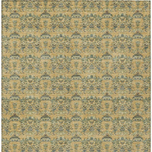 5x8 Gold Silver Floral Polyester Area Rug Stain Resistant for Indoor Outdoor Use