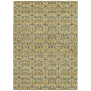 5x8 Gold Silver Floral Polyester Area Rug Stain Resistant for Indoor Outdoor Use