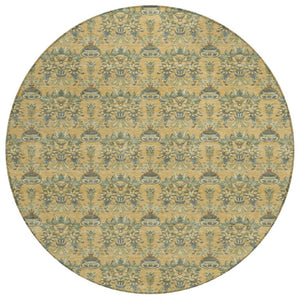 HomeRoots 8 Foot Round Floral Polyester Area Rug Washable Stain Resistant Indoor Outdoor Decor 736398