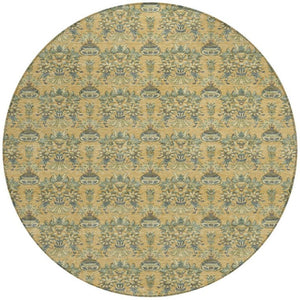 8 Foot Round Floral Polyester Area Rug Washable Stain Resistant Indoor Outdoor Decor