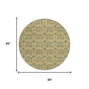 8 Foot Round Floral Polyester Area Rug Washable Stain Resistant Indoor Outdoor Decor