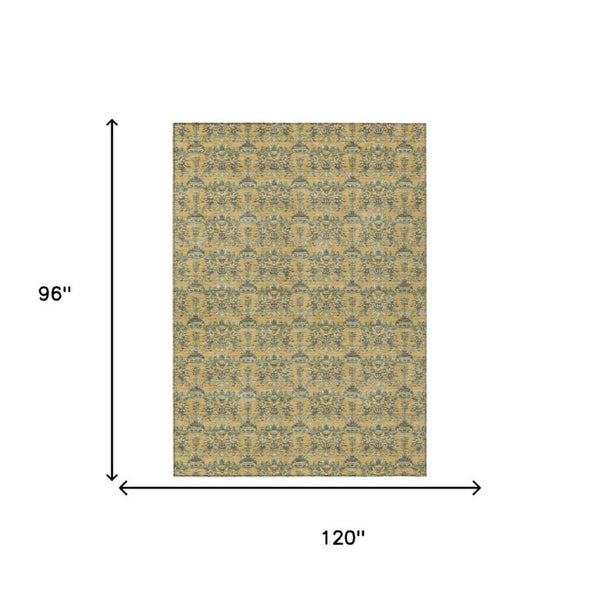 8x10 Floral Polyester Area Rug Washable Stain Resistant Indoor Outdoor Living Room
