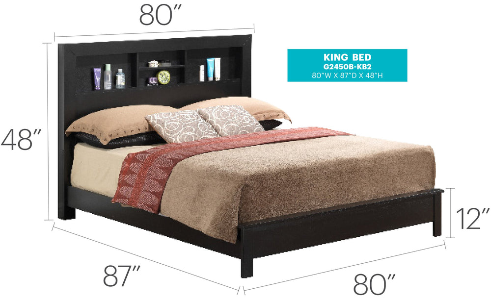 English Elm Elegant Black King Bed - Stylish Transitional Design For Modern & Classic Interiors, Easy Assembly B078S00250