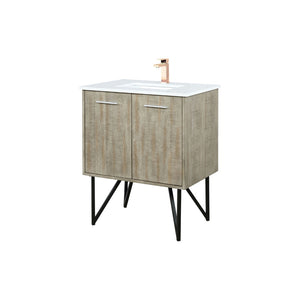 English Elm Rustic Acacia Wood Bath Vanity with Cultured Marble Top and Rose Gold Faucet B2731P259672