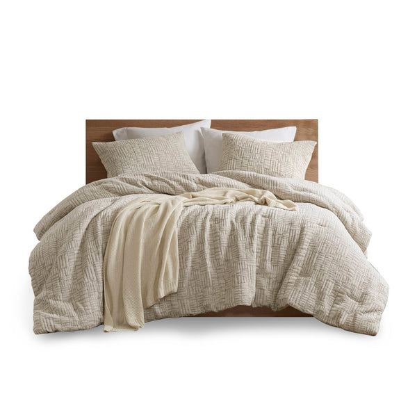English Elm 3 Piece Oversized Comforter Set Full/Queen - Cotton Blend Face, Plush Polyester Fill, Hotel-Style Cozy Beige 22.83 L x 22.05 W x 11.02 H B035P280375