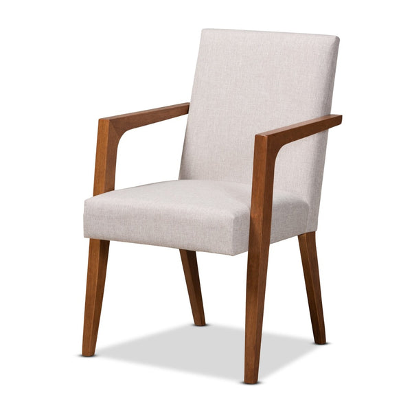 Baxton Studio Baxton Studio Glenda Mid-Century Modern Dining Set in Greyish Beige with Walnut Brown Finish 7-Piece BBT5267-Greyish Beige/Walnut-7PC Dining Set
