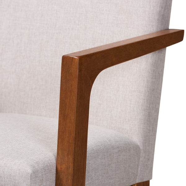 Baxton Studio Baxton Studio Glenda Mid-Century Modern Dining Set in Greyish Beige with Walnut Brown Finish 7-Piece BBT5267-Greyish Beige/Walnut-7PC Dining Set
