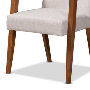 Baxton Studio Baxton Studio Glenda Mid-Century Modern Dining Set in Greyish Beige with Walnut Brown Finish 7-Piece BBT5267-Greyish Beige/Walnut-7PC Dining Set