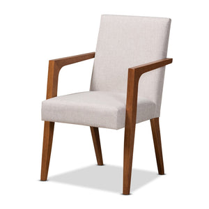 Baxton Studio Baxton Studio Glenda Mid-Century Modern Dining Set in Greyish Beige with Walnut Brown Finish 5-Piece BBT5267-Greyish Beige/Walnut-5PC Dining Set