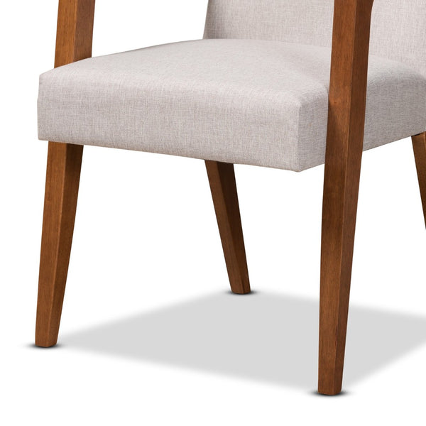 Baxton Studio Baxton Studio Glenda Mid-Century Modern Dining Set in Greyish Beige with Walnut Brown Finish 5-Piece BBT5267-Greyish Beige/Walnut-5PC Dining Set