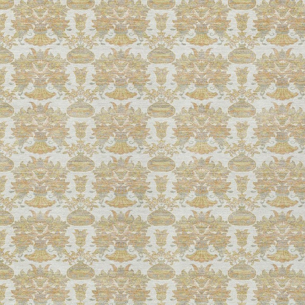 8 X 10 Ivory Wheat Floral Polyester Area Rug for Indoor Outdoor Living Spaces