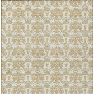 8 X 10 Ivory Wheat Floral Polyester Area Rug for Indoor Outdoor Living Spaces