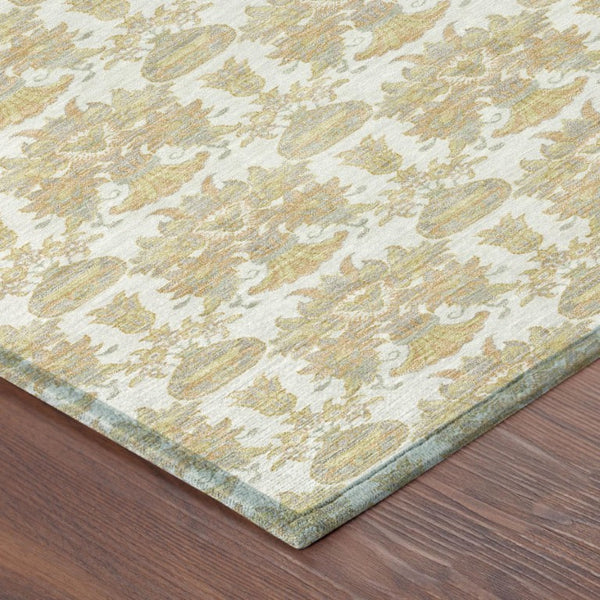 8 X 10 Ivory Wheat Floral Polyester Area Rug for Indoor Outdoor Living Spaces