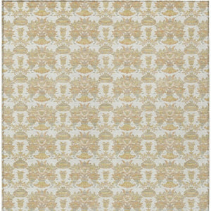 9 X 12 Ivory Floral Polyester Area Rug Stain Resistant for Indoor Outdoor Use