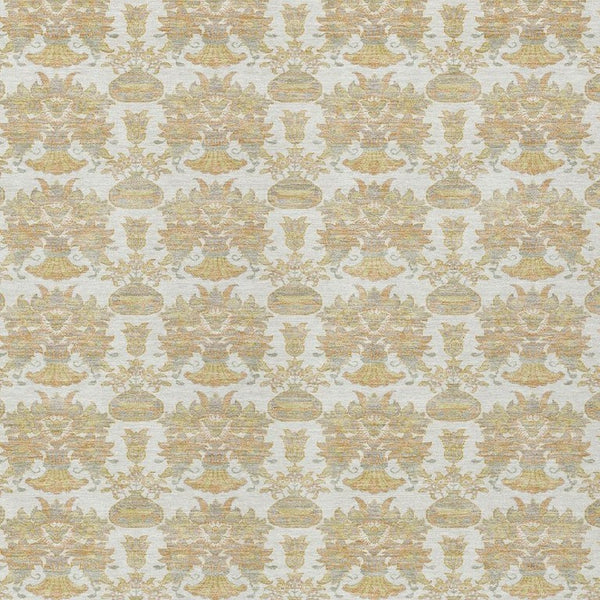 9 X 12 Ivory Floral Polyester Area Rug Stain Resistant for Indoor Outdoor Use