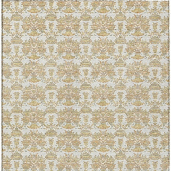 9 X 12 Ivory Floral Polyester Area Rug Stain Resistant for Indoor Outdoor Use
