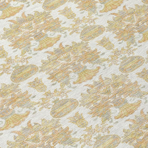 9 X 12 Ivory Floral Polyester Area Rug Stain Resistant for Indoor Outdoor Use