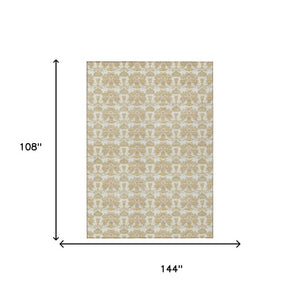 9 X 12 Ivory Floral Polyester Area Rug Stain Resistant for Indoor Outdoor Use