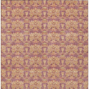 5x8 Mauve Taupe Floral Polyester Area Rug Washable Stain Resistant Indoor Outdoor