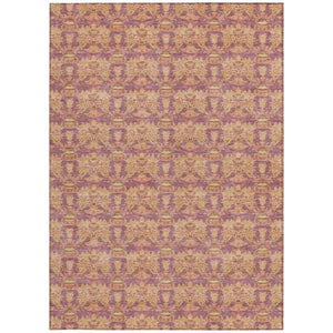 9 X 12 Mauve Taupe Floral Polyester Area Rug Stain Resistant for Patio or Living Room