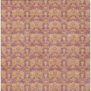 9 X 12 Mauve Taupe Floral Polyester Area Rug Stain Resistant for Patio or Living Room