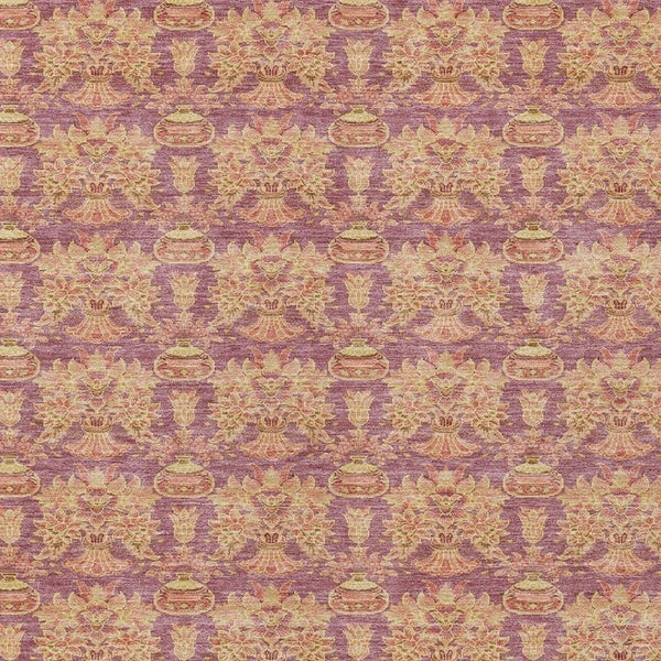10 X 14 Mauve Taupe Floral Polyester Area Rug Washable for Indoor Outdoor Use