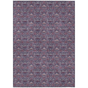 HomeRoots 8x10 Floral Polyester Area Rug Washable Stain Resistant Indoor Outdoor Plum Gray 736417