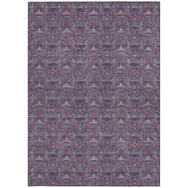 8x10 Floral Polyester Area Rug Washable Stain Resistant Indoor Outdoor Plum Gray