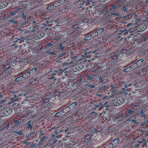 8x10 Floral Polyester Area Rug Washable Stain Resistant Indoor Outdoor Plum Gray
